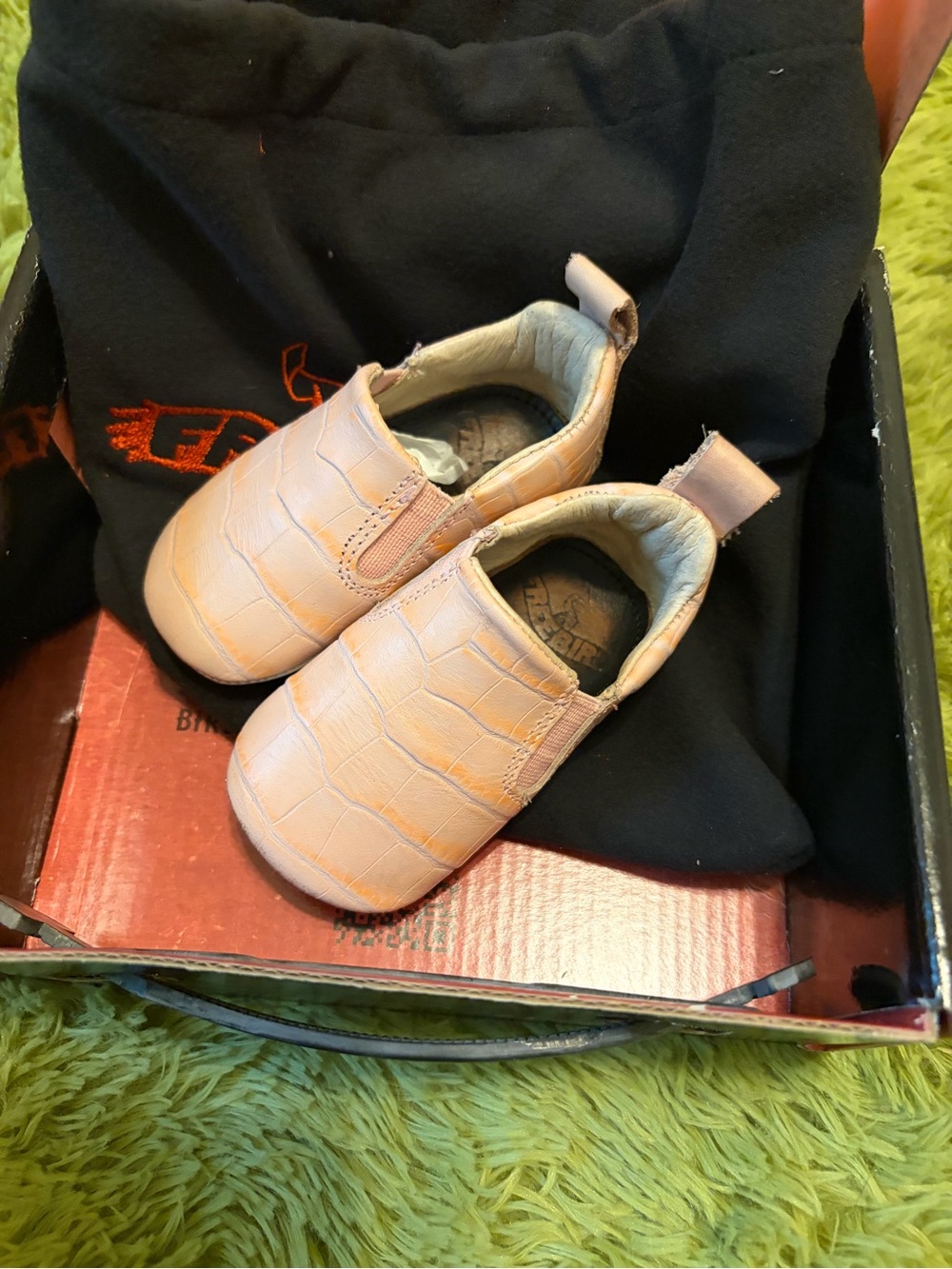 SOLD OUT/ DISCONTINUED Baby Kicks | Pink Croco Leather Slip On Booties